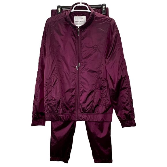 Sergio Tacchini Iridescent Track Suit S Men Grape Wine Burgundy 2 Pc Tennis NWT